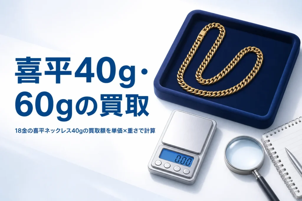18金の喜平ネックレス40gと60gの買取額のアイキャッチ