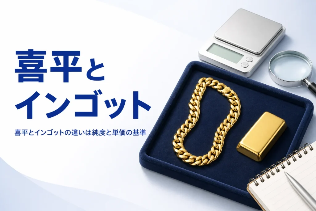 喜平とインゴットの違いを比べるイメージ