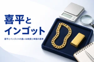 喜平とインゴットの違いを比べるイメージ