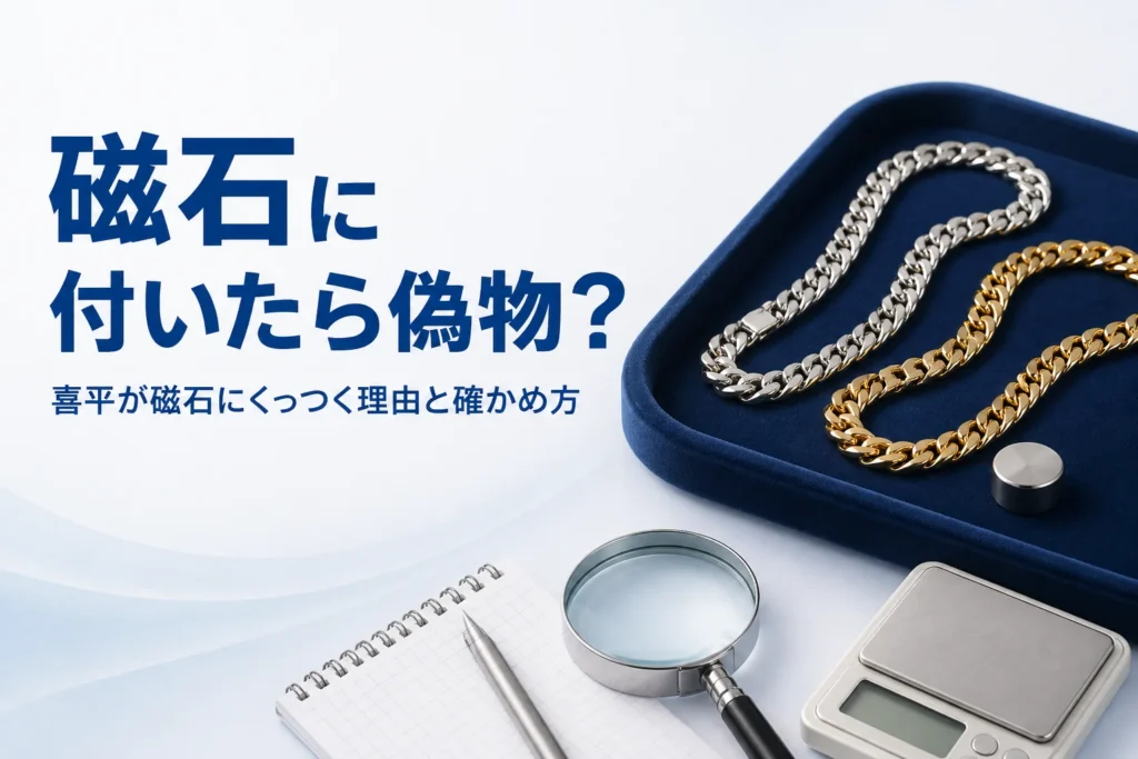 喜平が磁石にくっつく理由と確かめ方を表したアイキャッチ