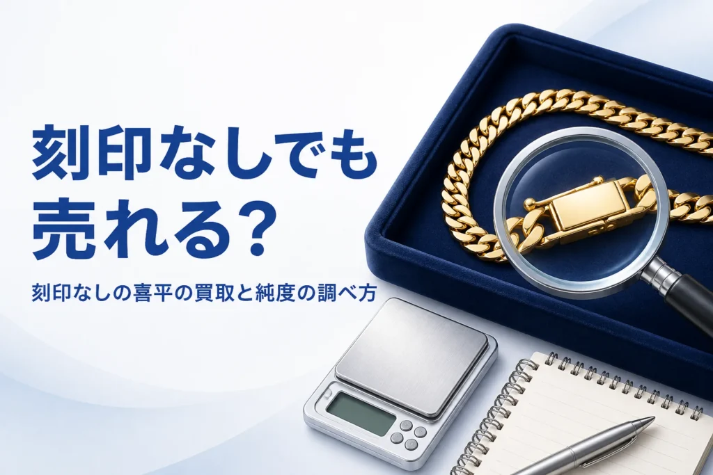 刻印なしの喜平の買取と純度の調べ方を表したアイキャッチ
