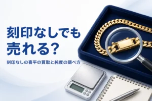 刻印なしの喜平の買取と純度の調べ方を表したアイキャッチ