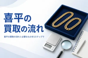 喜平の買取の流れと必要なものを表したアイキャッチ