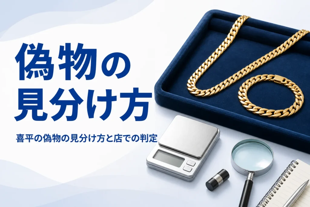 喜平の偽物の見分け方を表したアイキャッチ
