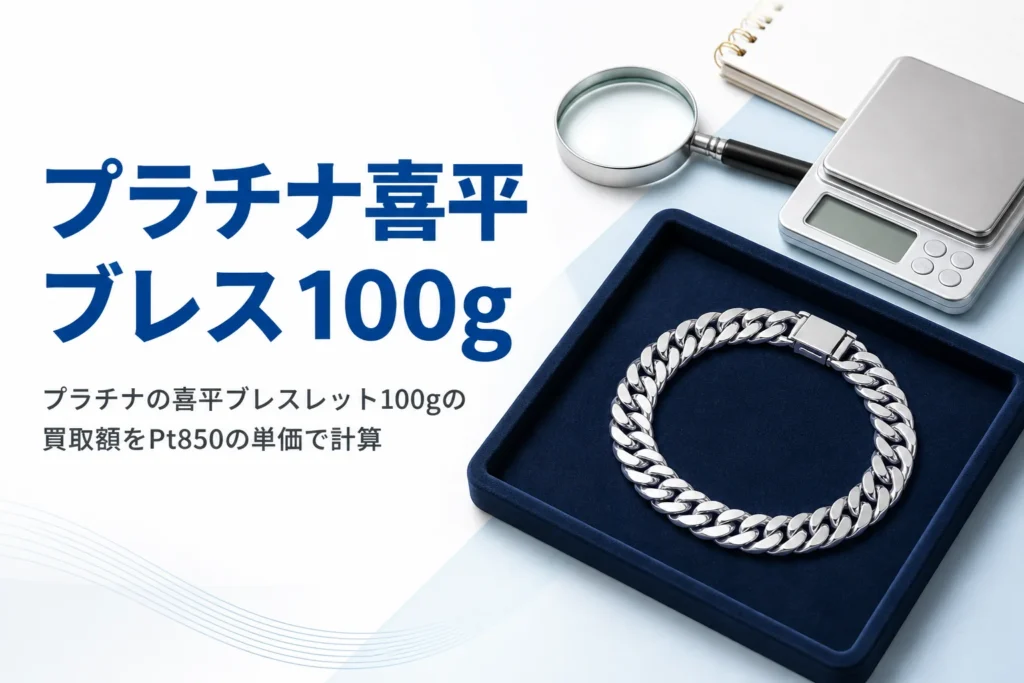 プラチナの喜平ブレスレット100gの買取額のアイキャッチ