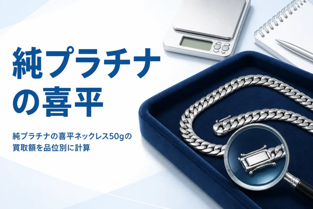 純プラチナの喜平ネックレス50gの買取額の目安を表したアイキャッチ
