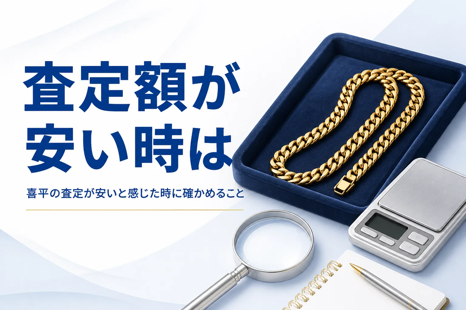 喜平の査定が安いと感じた時に確かめることを表したアイキャッチ
